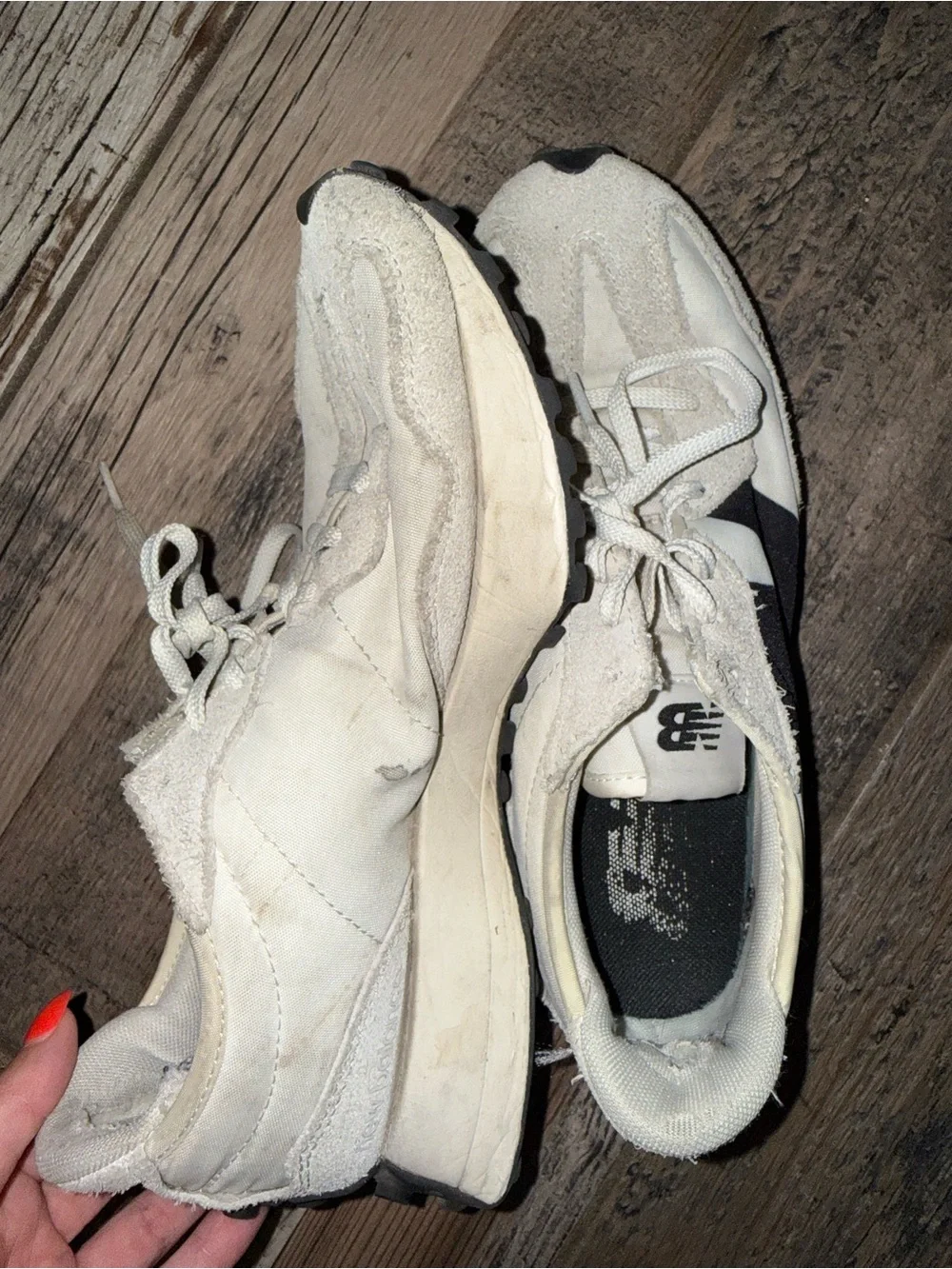 New Balance White and Black Low-Profile Sneakers